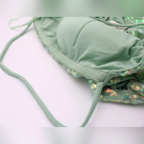 Sequin Lace-Up Mermaid Formal Dress, Mint (L & XL, NWT) - Picture 7 of 10